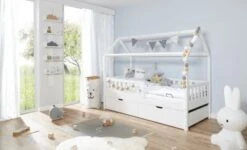 TICAA Hausbett "Traumhaus" Mit 2er Schubkästen Kiefer Weiß -Mytoys Home Store 22175524 03