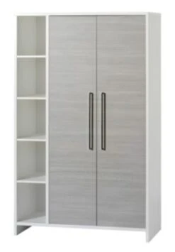 Schardt Kleiderschrank ECO SILBER, Pinie Silberfarbig/weiß, 2-türig Mit Seitenregal