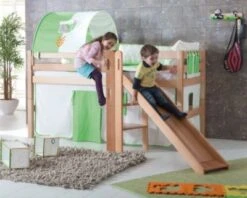 Relita Spielbett ELIYAS Mit Rutsche, Buche Massiv, Natur Lackiert, 90 X 200 Cm