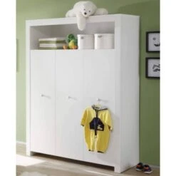 LOMADO® Kleiderschrank Kinderzimmer OLBIA-19 In Weiß, B/H/T: Ca. 130/186/54 Cm