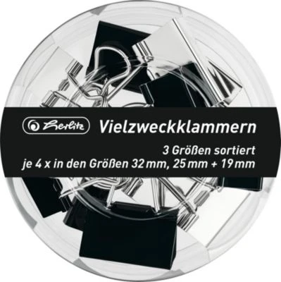Herlitz Vielzweckklammern Just Black In 3 Größen, 12 Stück 4 Herlitz Vielzweckklammern Just Black In 3 Größen, 12 Stück – Bild 2