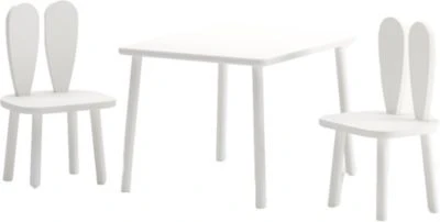 Nordville Rechteckige Kinder Sitzgruppe Mit Häschen Rückenlehne, Weiß 3 Nordville Rechteckige Kinder Sitzgruppe Mit Häschen Rückenlehne, Weiß