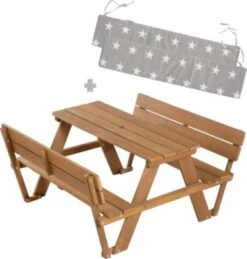 Roba Kindersitzgruppe 'PICKNICK For 4' Outdoor + Mit Lehne Und Bankkissen, Teak