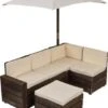 KidKraft OUTDOOR SECTIONAL, OTTOMAN & UMBRELLA SET - BEAR BROWN & BEIGE -Mytoys Home Store 24383301 01