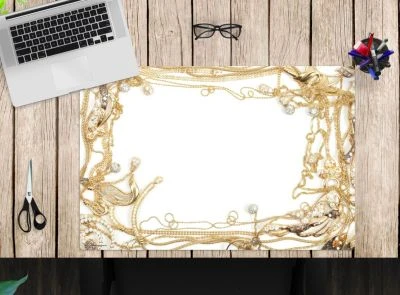Coveryourdesk Schreibtischunterlage Schreibtischunterlage Schreibtischunterlage Für Kinder Und Erwachsene – “Goldschmuck Mit Diamanten Rahmen“ – Aus Erstklassigem, Strapazierfähigem Vinyl (Kunststoff) – 4 Coveryourdesk Schreibtischunterlage Schreibtischunterlage Schreibtischunterlage Für Kinder Und Erwachsene – “Goldschmuck Mit Diamanten Rahmen“ – Aus Erstklassigem, Strapazierfähigem Vinyl (Kunststoff) – – Bild 2