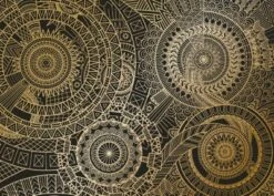 Coveryourdesk Schreibtischunterlage Schreibtischunterlage Für Kinder Und Erwachsene – “Mandala Gold-schwarz“ – Aus Erstklassigem, Strapazierfähigem Vinyl (Kunststoff -BPA Frei) – 70 X 50 Cm – Made In