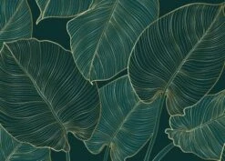 Coveryourdesk Schreibtischunterlage Schreibtischunterlage Für Kinder Und Erwachsene – “Tropische Blätter Mit Goldadern“ – Aus Erstklassigem, Strapazierfähigem Vinyl (Kunststoff -BPA Frei) – 70 X 50 Cm