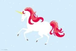 Coveryourdesk Schreibtischunterlage Schreibtischunterlage Schreibtischunterlage Für Kinder Und Erwachsene – “Einhorn Mit Roter Mähne Und Schweif“ – Aus Erstklassigem, Strapazierfähigem Vinyl (Kunststoff)