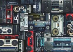 Coveryourdesk Schreibtischunterlage Schreibtischunterlage Für Kinder Und Erwachsene – “Retro-Kassettenrekorder“ – Aus Erstklassigem, Strapazierfähigem Vinyl (Kunststoff -BPA Frei) – 70 X 50 Cm – Made