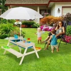 Relaxdays Weiße Kindersitzgruppe Holz Mit Schirm -Mytoys Home Store 25040560 03