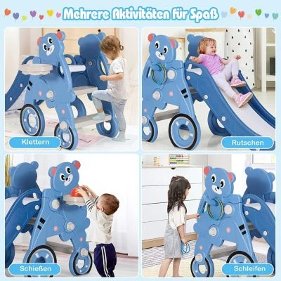 COSTWAY® Kinderrutsche Bärenmuster Mit Basketballkorb 6 COSTWAY® Kinderrutsche Bärenmuster Mit Basketballkorb – Bild 4