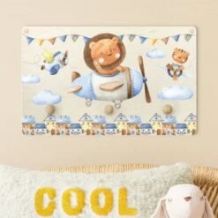 Bilderwelten Kindergarderobe Holz Aquarell Tierpilot Löwe -Mytoys Home Store 25409548 03