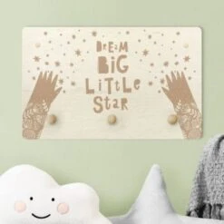 Bilderwelten Kindergarderobe Holz Spruch Dream Big Little Star Mit Blumen Natur -Mytoys Home Store 25409706 03
