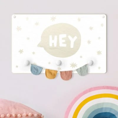 Bilderwelten Kindergarderobe Holz Spruch Hey In Sprechblase Weiß 4 Bilderwelten Kindergarderobe Holz Spruch Hey In Sprechblase Weiß – Bild 2