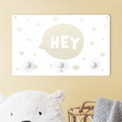 Bilderwelten Kindergarderobe Holz Spruch Hey In Sprechblase Weiß 5 Bilderwelten Kindergarderobe Holz Spruch Hey In Sprechblase Weiß – Bild 3