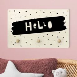 Bilderwelten Kindergarderobe Holz Spruch Hello Auf Pinselstrich Schwarz -Mytoys Home Store 25411835 03