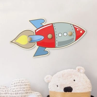 Bilderwelten Kindergarderobe Holz Rakete Rot Blau 4 Bilderwelten Kindergarderobe Holz Rakete Rot Blau – Bild 2