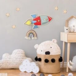 Bilderwelten Kindergarderobe Holz Rakete Rot Blau 11 Bilderwelten Kindergarderobe Holz Rakete Rot Blau -Mytoys Home Store 25412102 04