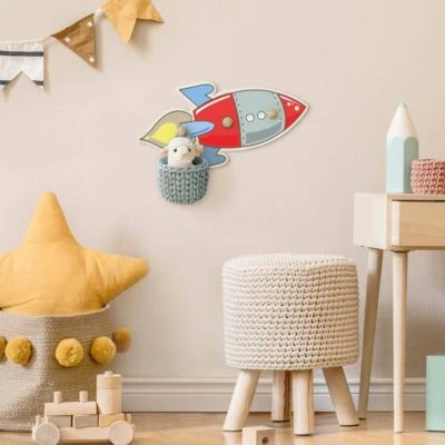 Bilderwelten Kindergarderobe Holz Rakete Rot Blau 7 Bilderwelten Kindergarderobe Holz Rakete Rot Blau – Bild 5