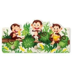 Bilderwelten Kindergarderobe Holz Affenfamilie