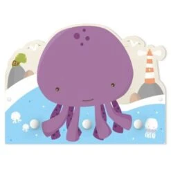 Bilderwelten Kindergarderobe Holz Lila Baby Tintenfisch