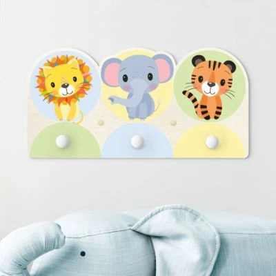Bilderwelten Kindergarderobe Holz Löwe Elefant Tiger 4 Bilderwelten Kindergarderobe Holz Löwe Elefant Tiger – Bild 2