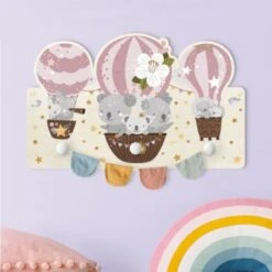 Bilderwelten Kindergarderobe Holz Tiere In Ballons Wolken Sterne Rosa -Mytoys Home Store 25416735 03