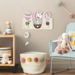 Bilderwelten Kindergarderobe Holz Tiere In Ballons Wolken Sterne Rosa -Mytoys Home Store 25416735 04