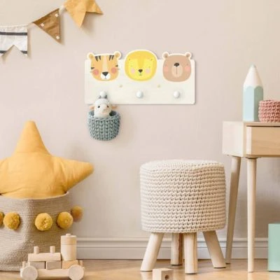 Bilderwelten Kindergarderobe Holz Süßer Zoo - Tiger Löwe Und Bär 6 Bilderwelten Kindergarderobe Holz Süßer Zoo - Tiger Löwe Und Bär – Bild 4