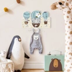 Bilderwelten Kindergarderobe Holz Tiere In Ballons Wolken Sterne Blau -Mytoys Home Store 25417879 04