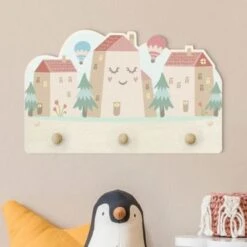 Bilderwelten Kindergarderobe Holz Häuser Und Heißluftballons -Mytoys Home Store 25418071 03