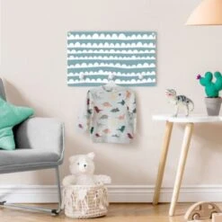 Bilderwelten Kindergarderobe Holz Gezeichnete Weiße Wolkenbänder Auf Taubenblau -Mytoys Home Store 25418763 05