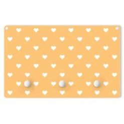 Bilderwelten Kindergarderobe Holz Weiße Herzen Auf Orange