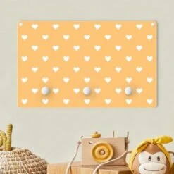 Bilderwelten Kindergarderobe Holz Weiße Herzen Auf Orange -Mytoys Home Store 25418767 03