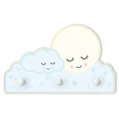 Bilderwelten Kindergarderobe Holz Sterne Mond Wolke Mit Schlafenden Augen