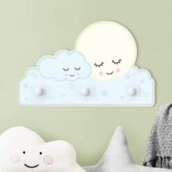 Bilderwelten Kindergarderobe Holz Sterne Mond Wolke Mit Schlafenden Augen -Mytoys Home Store 25420313 03