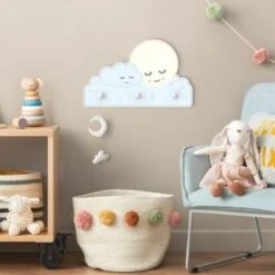 Bilderwelten Kindergarderobe Holz Sterne Mond Wolke Mit Schlafenden Augen -Mytoys Home Store 25420313 04