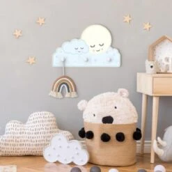 Bilderwelten Kindergarderobe Holz Sterne Mond Wolke Mit Schlafenden Augen -Mytoys Home Store 25420313 05