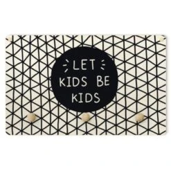 Bilderwelten Kindergarderobe Holz Spruch Let Kids Be Kids Mit Gitter Schwarz