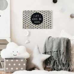 Bilderwelten Kindergarderobe Holz Spruch Let Kids Be Kids Mit Gitter Schwarz -Mytoys Home Store 25420409 04
