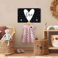 Bilderwelten Kindergarderobe Holz Spruch Love Im Herz Mit Punkten Schwarz Weiß -Mytoys Home Store 25420755 04