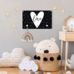 Bilderwelten Kindergarderobe Holz Spruch Love Im Herz Mit Punkten Schwarz Weiß -Mytoys Home Store 25420755 05