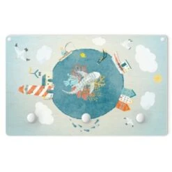 Bilderwelten Kindergarderobe Holz Buntes Treiben Auf Dem Meer