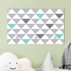 Bilderwelten Kindergarderobe Holz Dreiecke Grau Weiß Türkis -Mytoys Home Store 25420861 03
