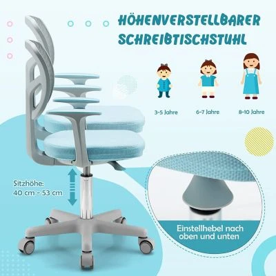 COSTWAY® Kinderschreibtischstuhl Drehbar Höhenverstellbar 3-10 Jahre 5 COSTWAY® Kinderschreibtischstuhl Drehbar Höhenverstellbar 3-10 Jahre – Bild 3
