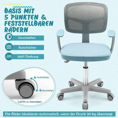 COSTWAY® Kinderschreibtischstuhl Drehbar Höhenverstellbar 3-10 Jahre 6 COSTWAY® Kinderschreibtischstuhl Drehbar Höhenverstellbar 3-10 Jahre – Bild 4