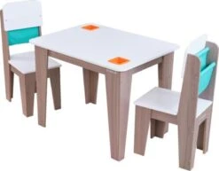 KidKraft Pocket Storage Table & 2 Chair Set - Gray Ash