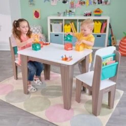 KidKraft Pocket Storage Table & 2 Chair Set - Gray Ash -Mytoys Home Store 26000934 03
