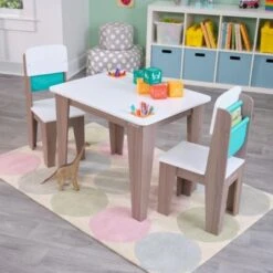 KidKraft Pocket Storage Table & 2 Chair Set - Gray Ash -Mytoys Home Store 26000934 05
