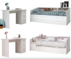 PARISOT Stauraumbett Inkl. Schreibtisch "Sleep", Weiß